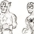 Spider-Man carrying Captain America's schoolbooks for Caia