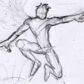 Nightwing patrolling Gotham (DCU), a drawing excercise for practicing silhouettes, pencils