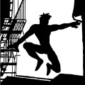 Nightwing patrolling Gotham (DCU), a drawing excercise for practicing silhouettes